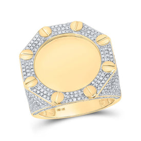 Splendid Jewellery 10kt Yellow Gold Men's Round Diamond Memory Circle Ring 1 - 5/8 Cttw - Splendid Jewellery