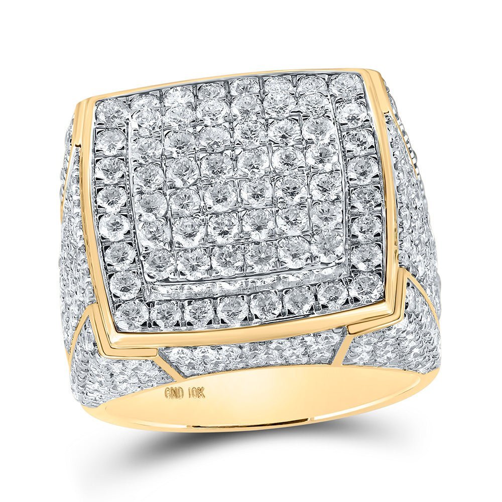 Splendid Jewellery 10kt Yellow Gold Men's Round Diamond Square Ring - 4 - 7/8 Cttw - Splendid Jewellery