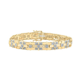 Splendid Jewellery 10kt Yellow Gold Round Diamond Link Bracelet for Men - 5/8 Cttw, G - H Color, I2 Clarity - Splendid Jewellery