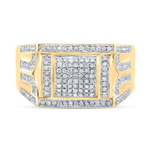 Load image into Gallery viewer, Splendid Jewellery 10kt Yellow Gold Square Diamond Men&#39;s Ring - 3/8 Cttw product Top View from Splendid Jewellery