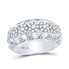 Splendid Jewellery 14kt White Gold Men's Round Diamond Band Ring 1 - 1/2 Cttw - Splendid Jewellery