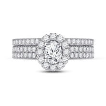 Load image into Gallery viewer, Splendid Jewellery 14kt White Gold Oval Diamond Bridal Wedding Ring Band Set - Front View
