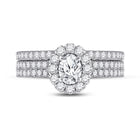 Splendid Jewellery 14kt White Gold Oval Diamond Bridal Wedding Ring Band Set - Front View