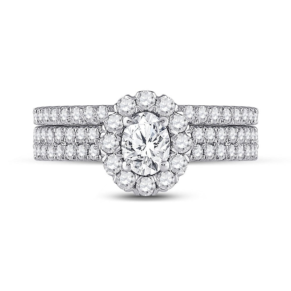 Splendid Jewellery 14kt White Gold Oval Diamond Bridal Wedding Ring Band Set - Splendid Jewellery