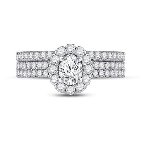 Splendid Jewellery 14kt White Gold Oval Diamond Bridal Wedding Ring Band Set - Splendid Jewellery