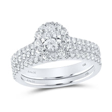 Load image into Gallery viewer, Splendid Jewellery 14kt White Gold Oval Diamond Bridal Wedding Ring Band Set - Top View