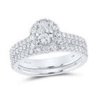 Splendid Jewellery 14kt White Gold Oval Diamond Bridal Wedding Ring Band Set - Top View