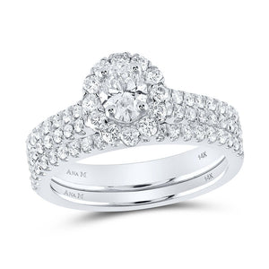 Splendid Jewellery 14kt White Gold Oval Diamond Bridal Wedding Ring Band Set - Splendid Jewellery