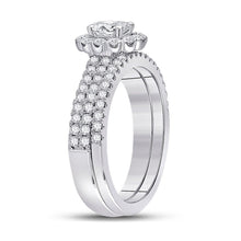 Load image into Gallery viewer, Splendid Jewellery 14kt White Gold Oval Diamond Bridal Wedding Ring Band Set - Second Side View