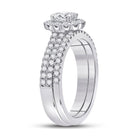 Splendid Jewellery 14kt White Gold Oval Diamond Bridal Wedding Ring Band Set - Second Side View