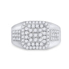 Splendid Jewellery 14kt White Gold Square Diamond Men's Ring - 1-1/4 Cttw - Front View