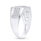 Splendid Jewellery 14kt White Gold Square Diamond Men's Ring - 1-1/4 Cttw - Side View