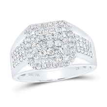 Load image into Gallery viewer, Splendid Jewellery 14kt White Gold Square Diamond Men&#39;s Ring - 1-1/4 Cttw - Top View