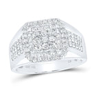 Splendid Jewellery 14kt White Gold Square Diamond Men's Ring - 1-1/4 Cttw - Top View