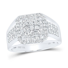 Splendid Jewellery 14kt White Gold Square Diamond Men's Ring - 1-1/4 Cttw - Top View