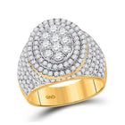 Splendid Jewellery 14kt Yellow Gold Men's Round Diamond Cluster Ring 2 - 1/2 Cttw - Splendid Jewellery