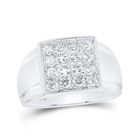Splendid Jewellery: Majestic 10kt White Gold Square Diamond Ring for Men, 1 - 1/2 Cttw - Splendid Jewellery