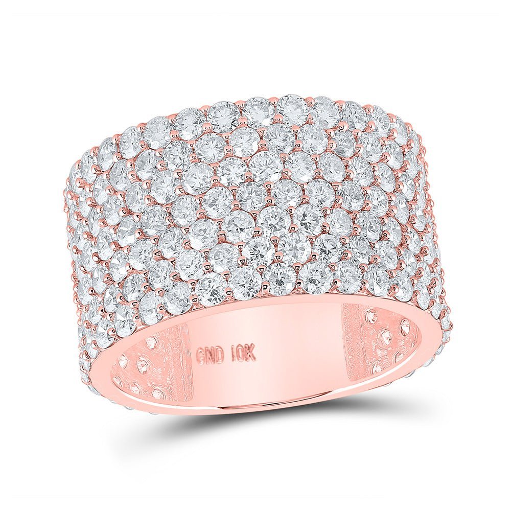 Splendid Jewellery Men's 10kt Rose Gold Round Diamond Pave 7 - Row Band Ring - Exquisite 7 - 1/2 Ct.t.w. Beauty - Splendid Jewellery