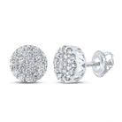 Splendid Jewellery Men's 10kt White Gold Round Diamond Cluster Earrings - 5/8 Cttw - Splendid Jewellery
