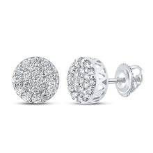 Load image into Gallery viewer, Splendid Jewellery Men's 10kt White Gold Round Diamond Cluster Earrings - 5/8 Cttw - Splendid Jewellery
