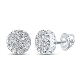 Splendid Jewellery Men's 10kt White Gold Round Diamond Cluster Earrings - 5/8 Cttw - Splendid Jewellery