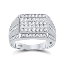 Load image into Gallery viewer, Splendid Jewellery Men's 10kt White Gold Round Diamond Cluster Ring - 1 - 1/4 Cttw - Splendid Jewellery