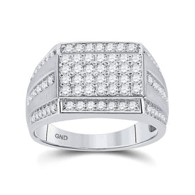 Splendid Jewellery Men's 10kt White Gold Round Diamond Cluster Ring - 1 - 1/4 Cttw - Splendid Jewellery