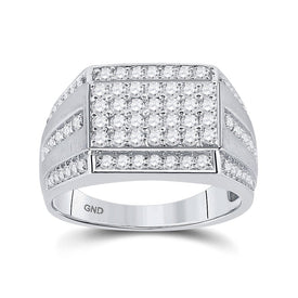 Splendid Jewellery Men's 10kt White Gold Round Diamond Cluster Ring - 1-1/4 Cttw - Alternate view 1 from Splendid Jewellery