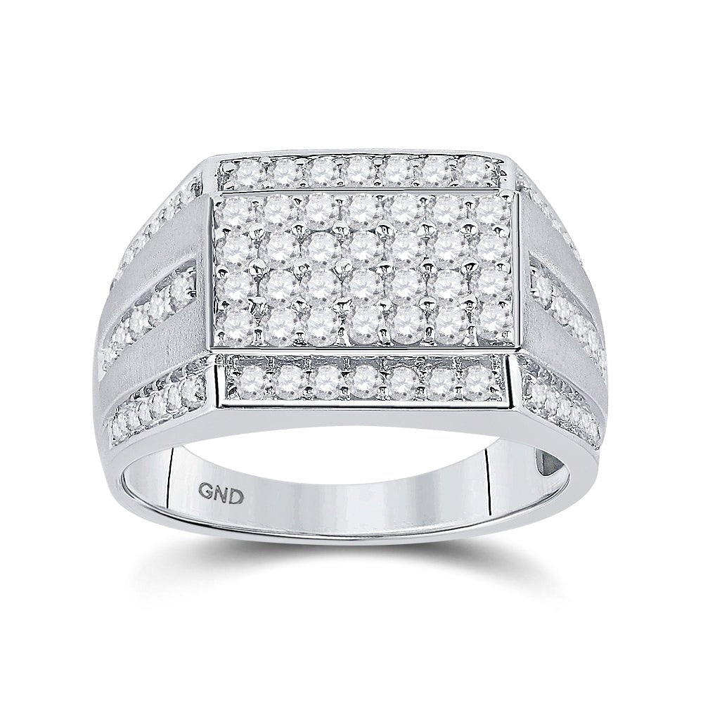 Splendid Jewellery Men's 10kt White Gold Round Diamond Cluster Ring - 1 - 1/4 Cttw - Splendid Jewellery