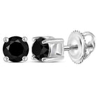 Splendid Jewellery Sterling Silver Womens Round Black Diamond Solitaire Earrings - Splendid Jewellery