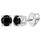 Splendid Jewellery Sterling Silver Womens Round Black Diamond Solitaire Earrings  Top View from Splendid Jewellery