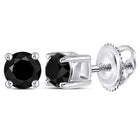 Splendid Jewellery Sterling Silver Womens Round Black Diamond Solitaire Earrings  Side View from Splendid Jewellery