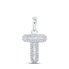 Splendid Jewellery's Elegant 10kt White Gold Baguette Diamond T Initial Pendant - Splendid Jewellery