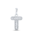 Splendid Jewellery's Elegant 10kt White Gold Baguette Diamond T Initial Pendant - Splendid Jewellery