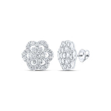 Load image into Gallery viewer, Splendid Jewellery's Enchanting 10kt White Gold Diamond Flower Cluster Earrings - Splendid Jewellery