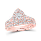 Splendid Jewellery's Enchanting Rose Gold Diamond Halo Bridal Wedding Ring Band Set - Splendid Jewellery