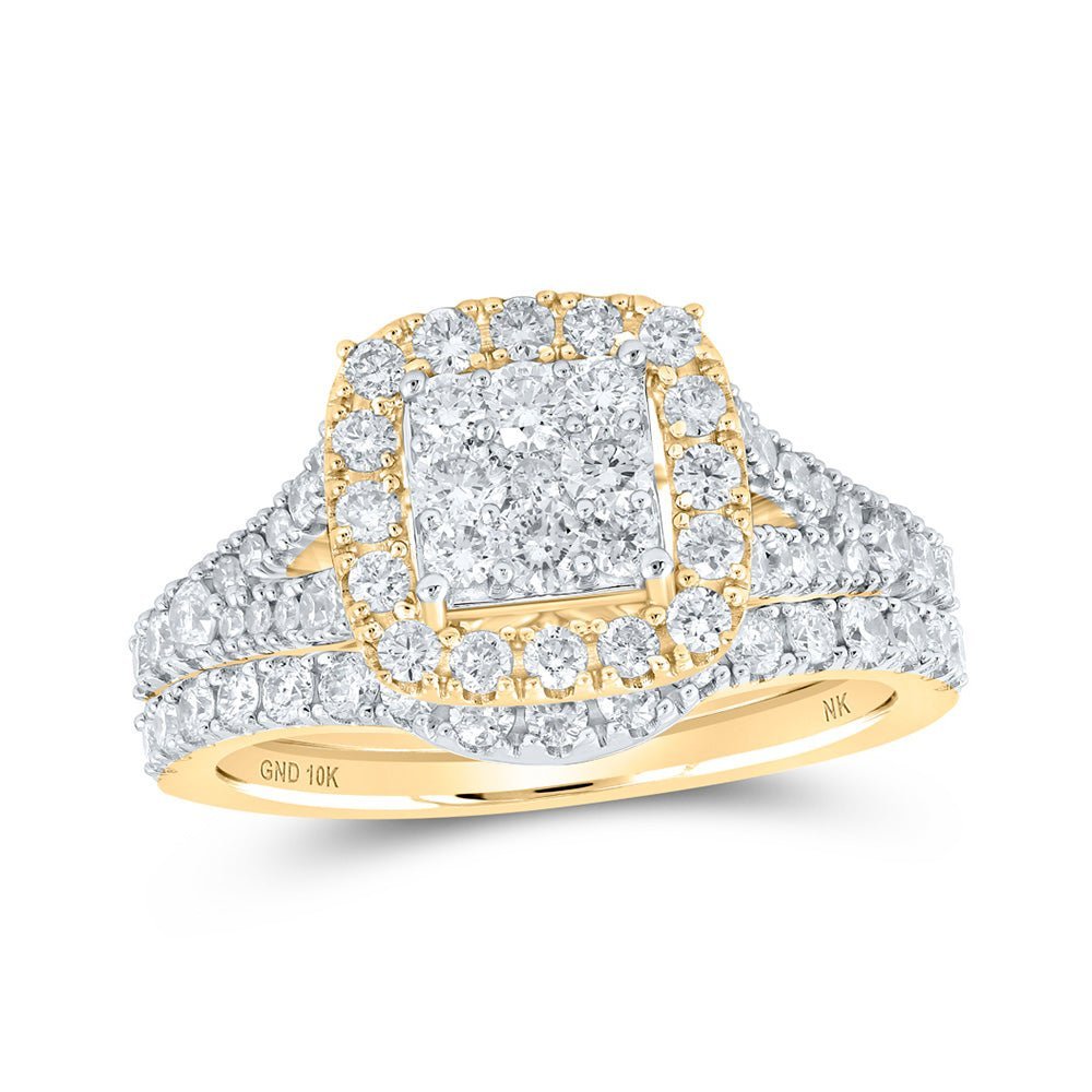 Splendid Jewellery's Majestic 10kt Yellow Gold Square Diamond Bridal Wedding Ring Set - Splendid Jewellery
