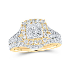 Splendid Jewellery's Majestic 10kt Yellow Gold Square Diamond Bridal Wedding Ring Set - Splendid Jewellery