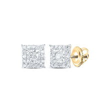 Load image into Gallery viewer, Splendid Jewellery's Radiant 10kt Yellow Gold Women's Round Diamond Square Earrings - Splendid Jewellery