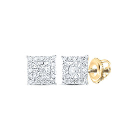 Splendid Jewellery's Radiant 10kt Yellow Gold Women's Round Diamond Square Earrings - Splendid Jewellery