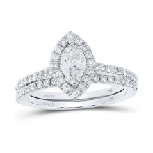 Load image into Gallery viewer, Splendid Jewellery's Radiant Love 14kt White Gold Marquise Diamond Halo Bridal Wedding Ring Band Set - Splendid Jewellery