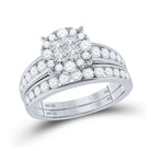 Splendid Love Story | 10kt White Gold Princess Diamond Bridal Wedding Ring Band Set 1 - 3/8 Cttw - Splendid Jewellery