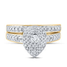 Splendid Love Story: 10kt Yellow Gold Round Diamond Halo Bridal Wedding Ring Band Set 3/4 Cttw - Splendid Jewellery