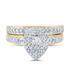 Splendid Love Story: 10kt Yellow Gold Round Diamond Halo Bridal Wedding Ring Band Set 3/4 Cttw product Top View from Splendid Jewellery