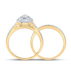 Splendid Love Story: 10kt Yellow Gold Round Diamond Halo Bridal Wedding Ring Band Set 3/4 Cttw product Side View from Splendid Jewellery