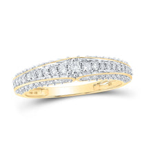 Load image into Gallery viewer, Splendid Love's Eternal Embrace: 10kt Yellow Gold His Hers Round Diamond Halo Matching Wedding Set 2 - 3/8 Cttw - Splendid Jewellery