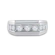 Load image into Gallery viewer, 10kt White Gold Mens Round Diamond Flat Top Band Ring 1 Cttw | Distinguished Elegance