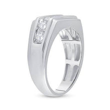 Load image into Gallery viewer, 10kt White Gold Mens Round Diamond Flat Top Band Ring 1 Cttw | Distinguished Elegance