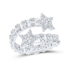 Stellar Brilliance | 10kt White Gold Womens Round Diamond Star Cuff Band Ring 1 Cttw - Splendid Jewellery