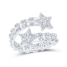 Stellar Brilliance | 10kt White Gold Womens Round Diamond Star Cuff Band Ring 1 Cttw - Splendid Jewellery